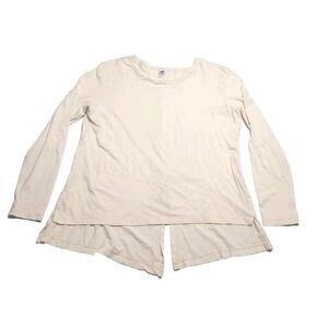 Peruvian Connection Split Back Long Sleeve Pima Cotton Modal Women's Large Cream